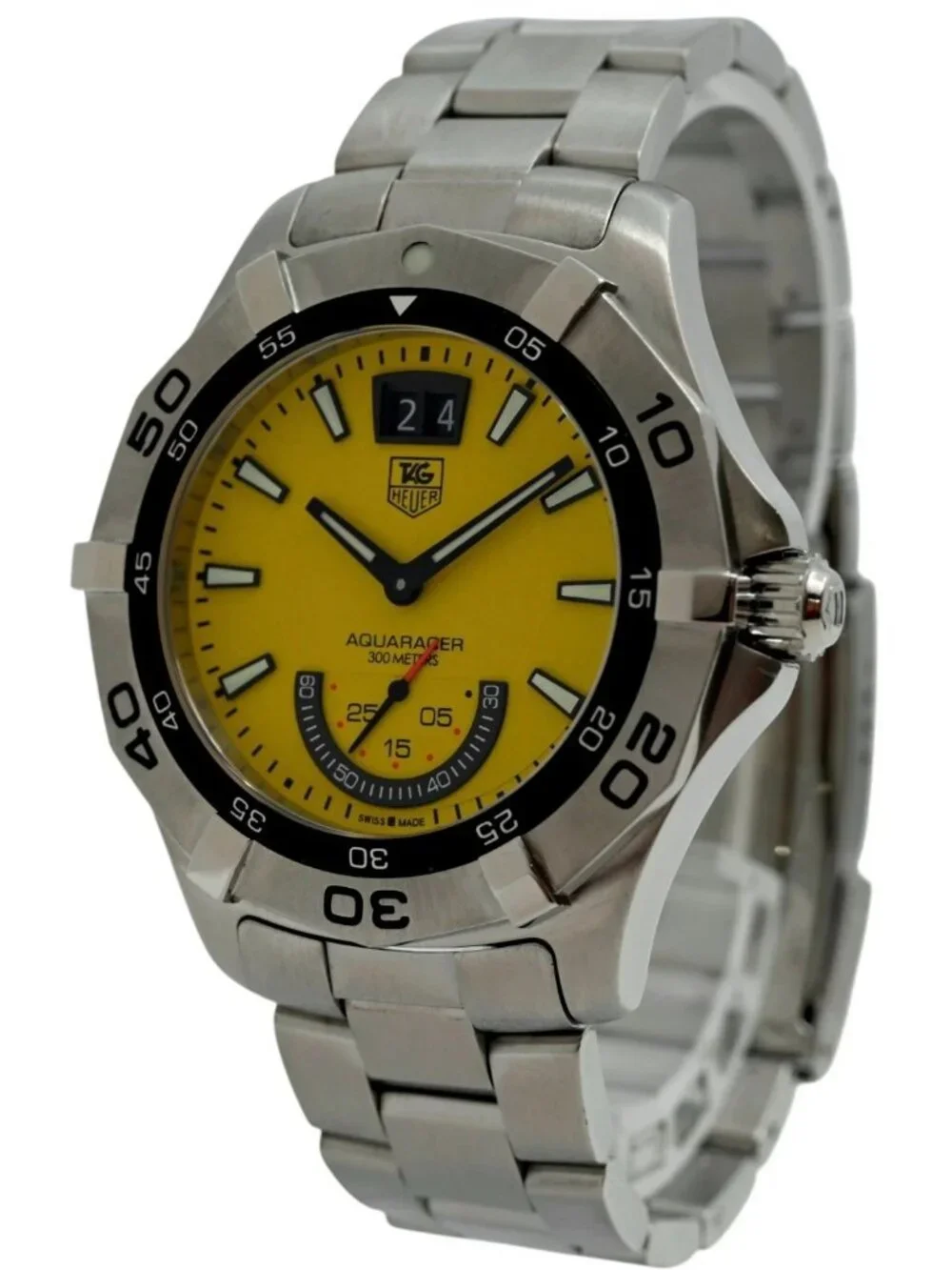Tag Heuer 41mm Men's Aquaracer Yellow Dial 300M Quartz Dive Watch! Ref: WAF1012!